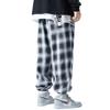 Мужские черно-белые брюки в клетку, свободного кроя, оверсайз, с широкими штанинами, драпирующиеся, повседневные, на кулиске, с манжетами, мужская одежда
