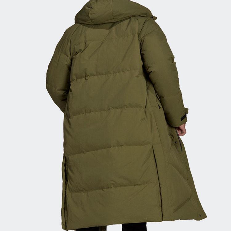 Adidas Logo Sleeve Padded Down Hoodie Jacket Men Outerwear Green GQ2507