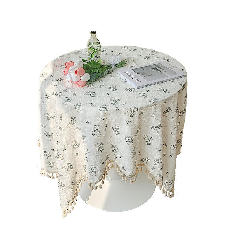 Cotton, Linen, Tassels, Tablecloth, Pastoral Floral Photo Decoration, Background Cloth, Dining Table Cloth, Coffee Table Cover, Cloth