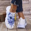 Flower Print Platfrom Sneakers Women Soft Sole Breathable Mesh Casual Shoes Woman Plus Size 43 Slip-On Non-Slip Running Shoes