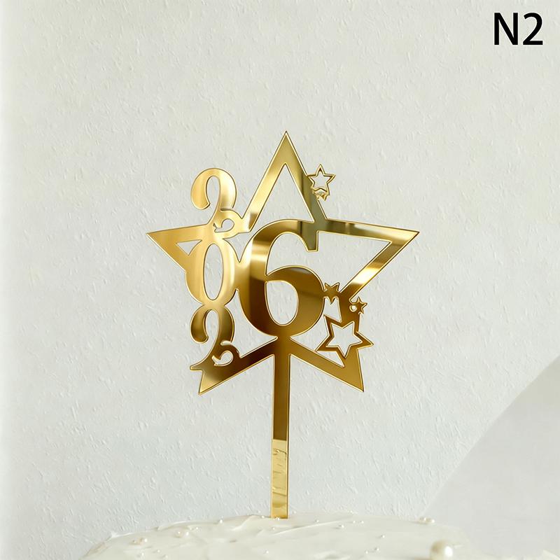 2026 С Новым годом Украшение для торта Золотой акриловый флажок для десерта Детский новогодний рождественский подарок Украшение для торта Принадлежности для выпечки