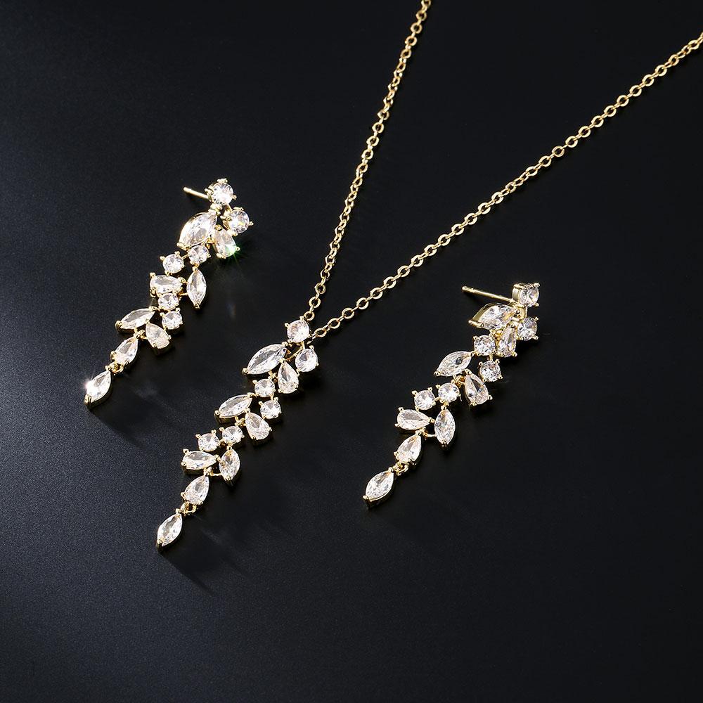 ZAKOL Luxury Marquise CZ Jewelry Set For Women Elegant Teardrop Crystal Dangle Earrings Bridal Wedding Party Jewelry Accessories