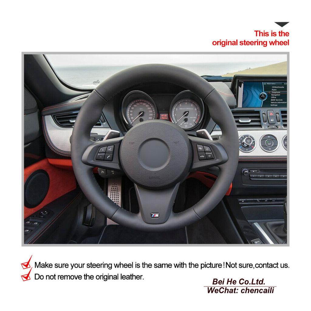 Нескользящий черный кожаный замшевый чехол на руль автомобиля своими руками, сшитый вручную, для BMW Z4 E89 2009-2016, интерьер