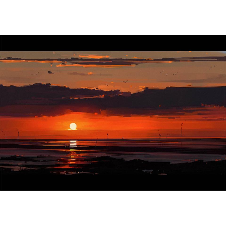 5D DIY Diamond Painting Sunset Scenery Picture Full Diamond Embroidered Mosaic Gift Home Decoration Painting Kit