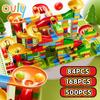 Ovly 84-500PCS Marble Race Run Blocks Maze Ball Track Toy Compatible City Building Blocks Funnel Slide Blocks DIY Bricks Toys