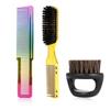 Salon Electroplated Hair Clipper Comb Set Hangable Design Hair Cleaning Neck Brush Ring Beard Brush Stylist Styling Comb Set