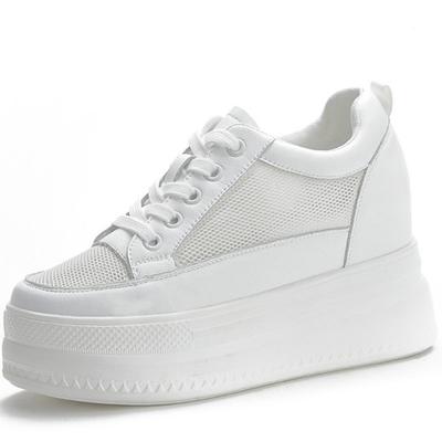Мода Досуг Натуральная Кожа Белые Туфли Женские Дышащие Кроссовки Увеличенная Платформа Обувь Повседневная Обувь Женская Вулканизированная Обувь