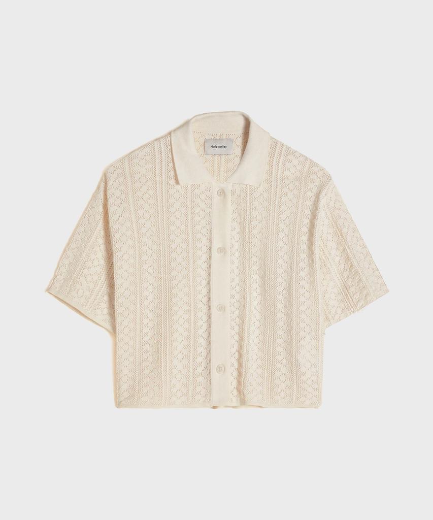 Holcheubeilleo Loake Crochet Knit Shirt White