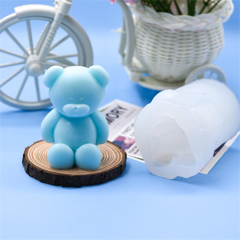 Силиконовая форма для свечи «Сидящий медведь», гипсовая форма для выпечки, ароматерапия, гипсовые украшения, ручная форма для выпечки, гипсовая форма