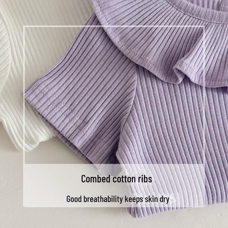 2025 A-Type однотонный полосатый детский комбинезон для ползания - Ins Style