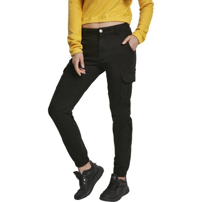 Pantalon femme - Urban Classic - Cargo - Taille haute - Noir - Poches cargo