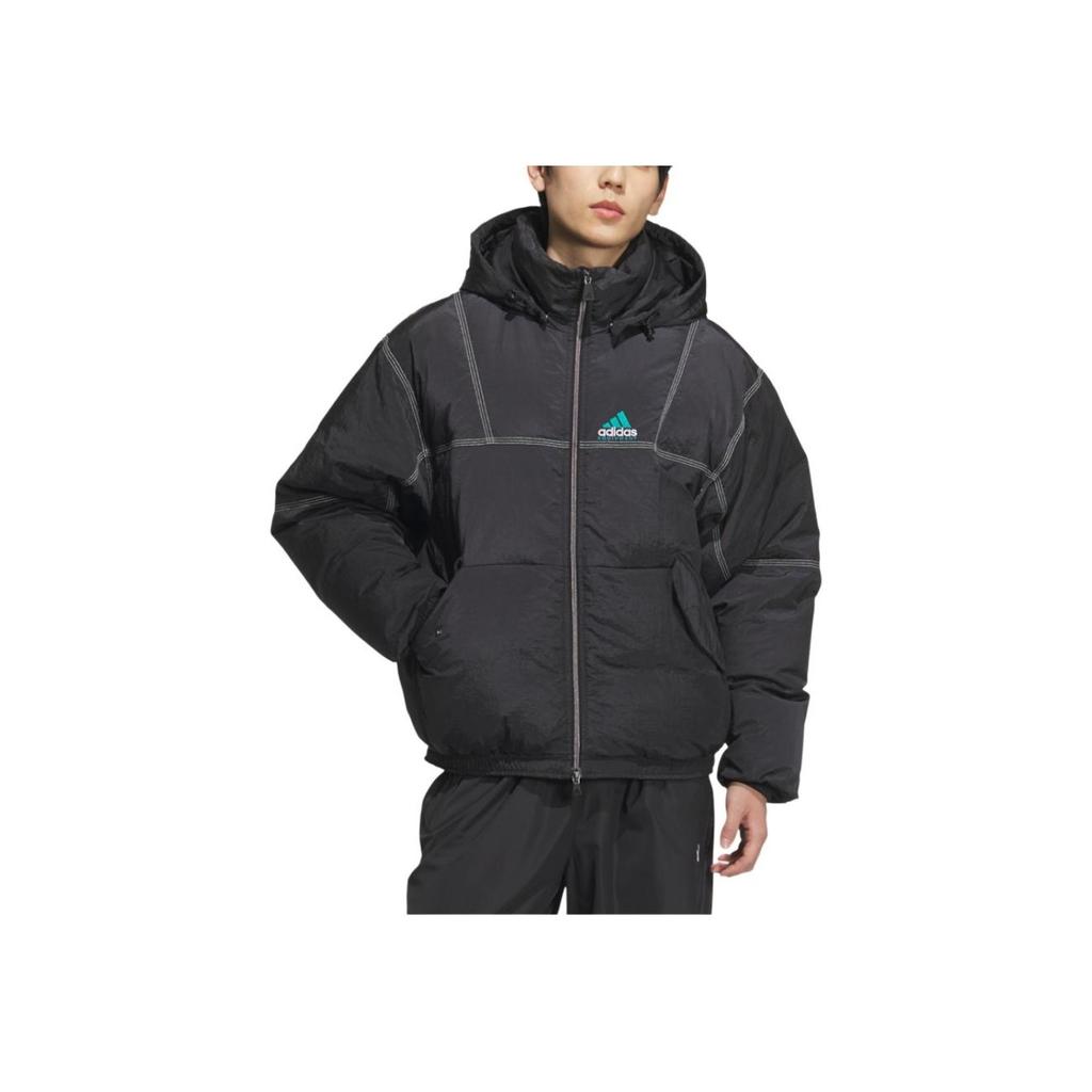 adidas Equipment Series SS25 свободная теплая спортивная куртка на утином пуху с капюшоном мужская куртка черного цвета KA7979