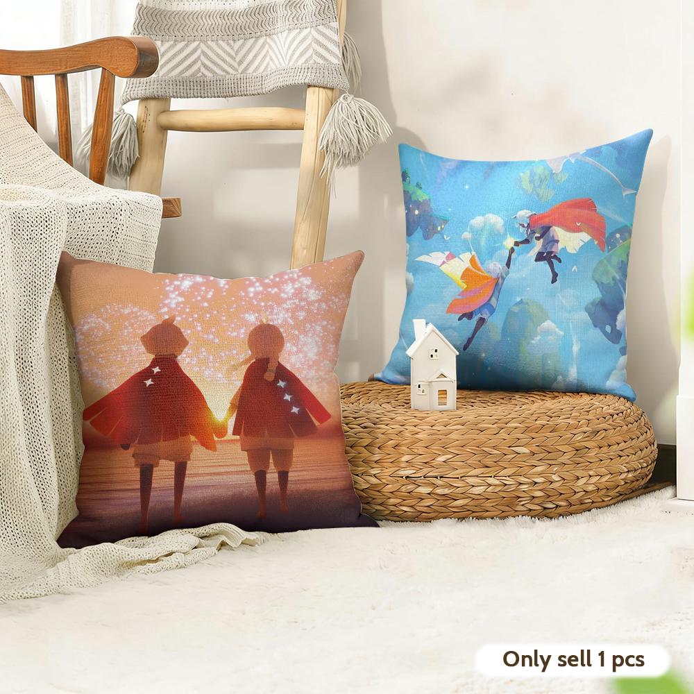 Game Sky ChilDRen of the LLight Cushion Cover Natural Linen Organic Fabric DoubleSided Printing Couch Pillow Covers Home Decor