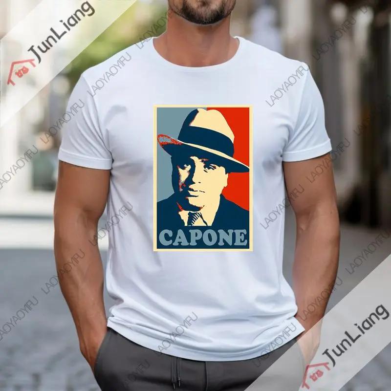 Al Capone mens Tshirt shortsleeved roundneck Tshirt gangster Mafia summer fashionable comfortable and loose clothes