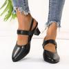 Fashion Soft Leather Sandals Women'S Bag Head Medium Heel Thick Heel Women'S Shoes Pointed One-Word Buckle Single Shoes Women