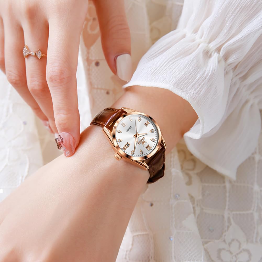 OLEVS Women's Watch Japanese Quartz Stainless Steel Band Classic Dial Luminous 30M Waterproof Business Ladies Watch Popular Stylish Cute Gift