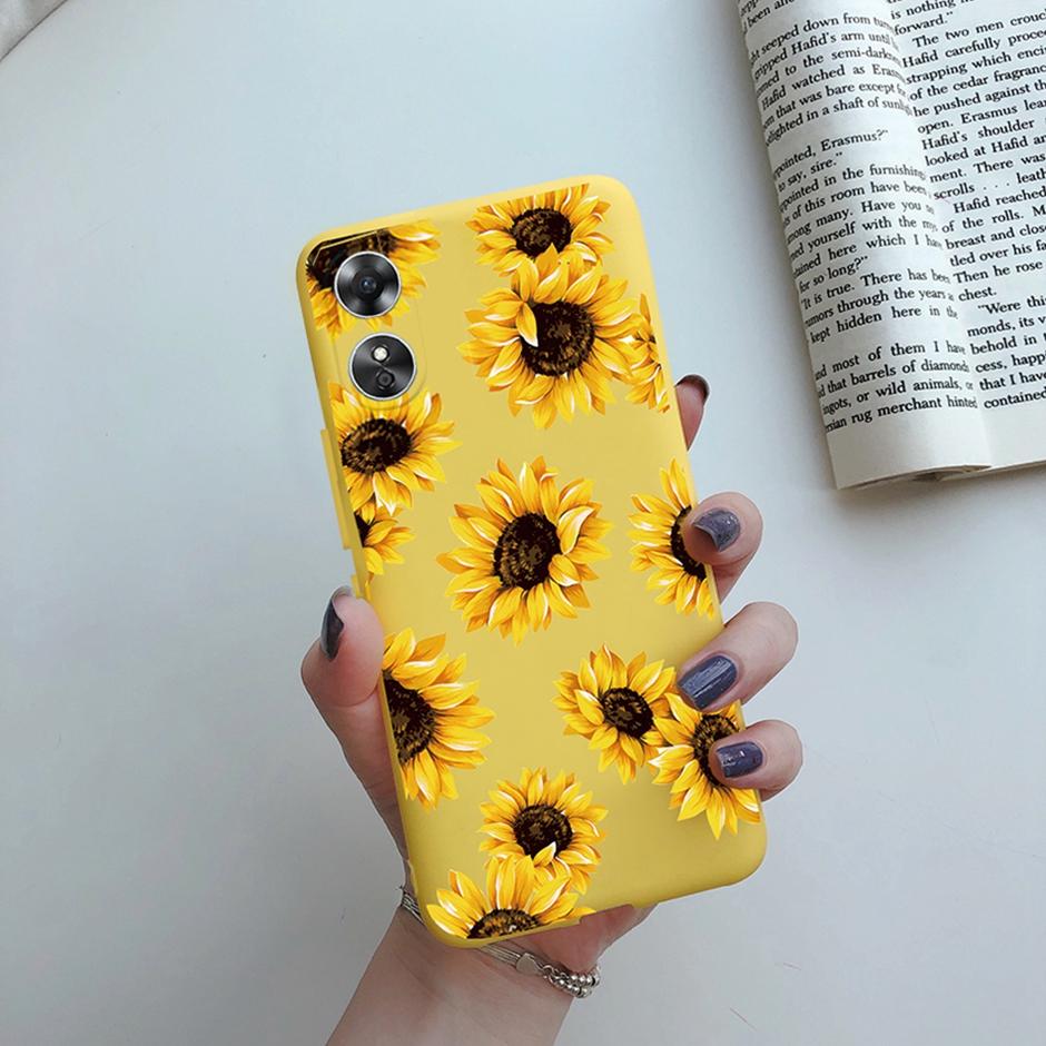 For OPPO A17 Phone Case CPH2477 Flower Butterfly Casing TPU Soft Silicone Back Cover for Oppo A17 A 17 Shell OppoA17 Bumper Capa