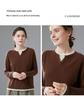 Autumn 2025 Sweet Style Color Block Cashmere Sweater - Loose Fit, Slimming, Short & Warm, Fake Two-Piece Design