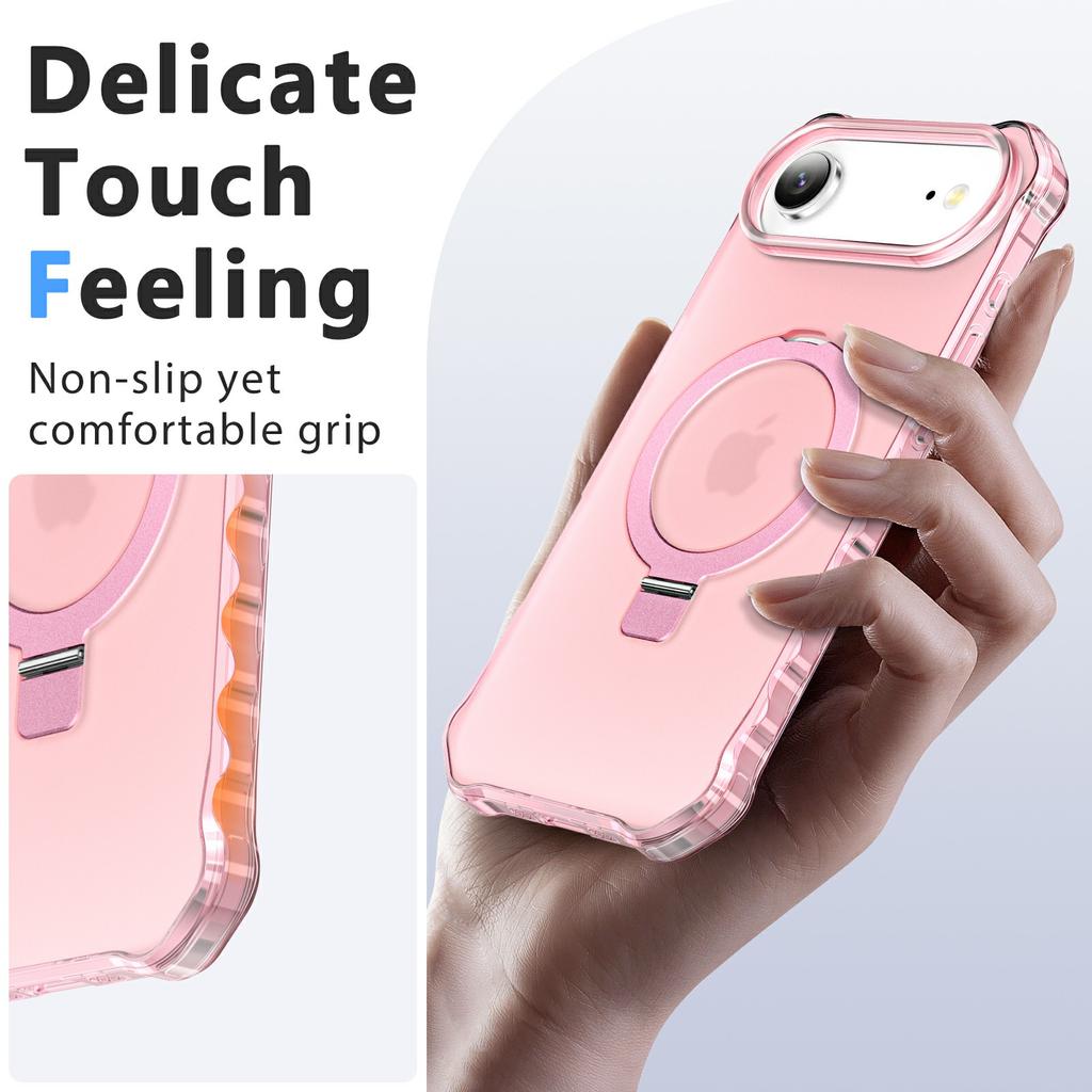 For iPhone Air Case Compatible with MagSafe Matte Kickstand Hybrid Phone Cover Small Wavy Edge