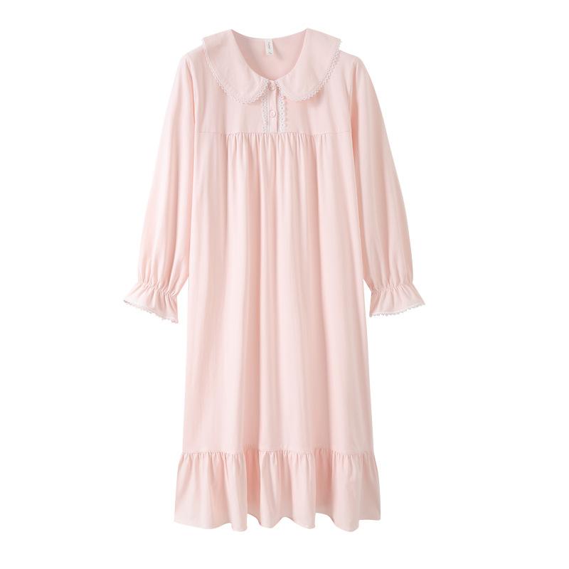 Пижама Женская Весна и Осень Осень Осень Хлопок Длинные Рукава Милый Принцесса Стиль Свободное Платье Длинное Платье Пижамная Юбка