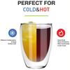 2Pcs 12OZ  Double Wall Glass Cups Insulated Coffee Mug Tea Milk Juice Latte Cup Borosilicate Drinking Glasses for Ice Hot Drinks
