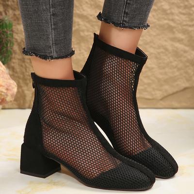 Модные женские сандалии 2024 Лето Новые Воздушная сетка Сетка Блестящие Женские туфли Ботильоны Тонкий Высокий каблук Сексуальные сандалии Сандалии Челси Женские