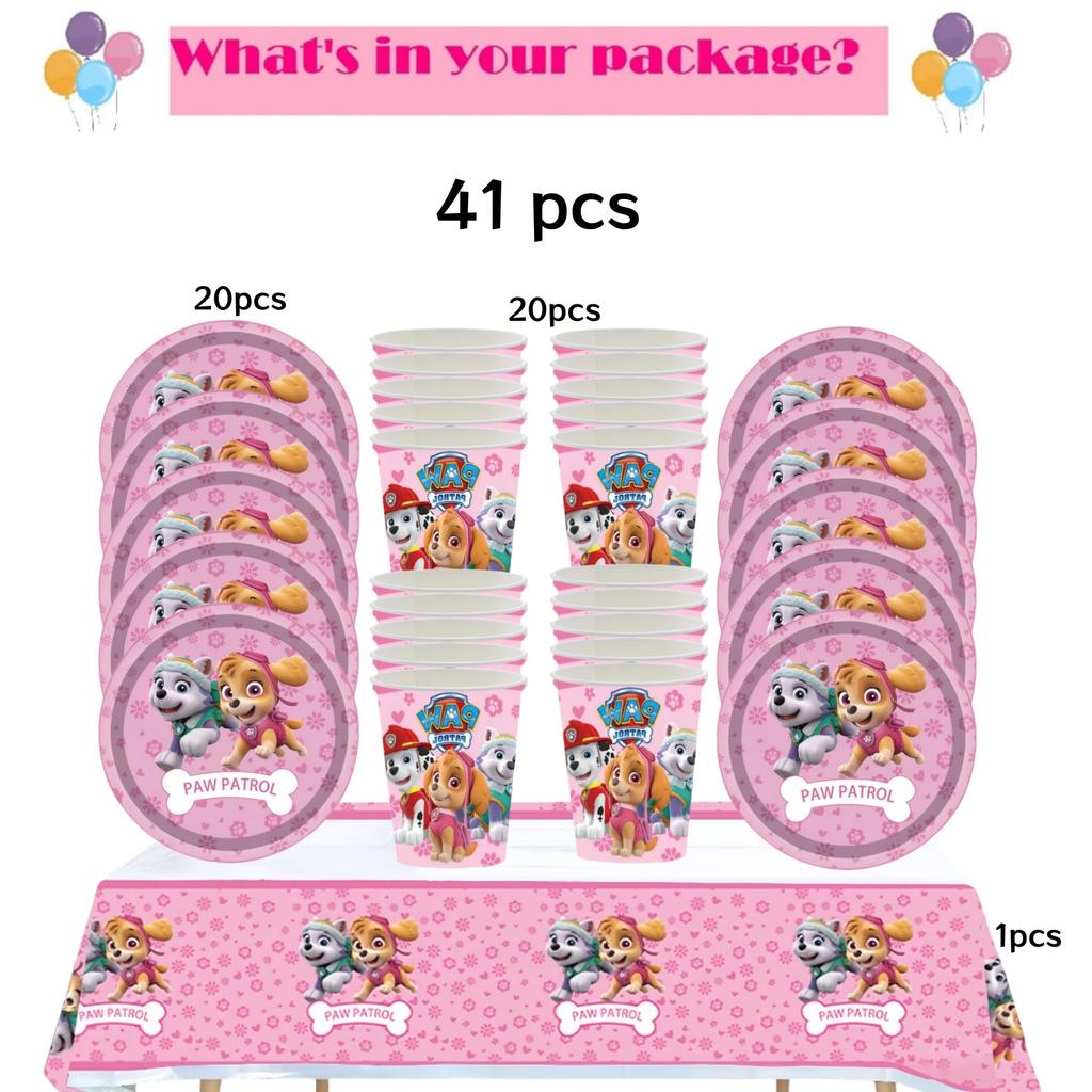Розовая Вечеринка в честь Дня Рождения Щенячий Патруль Декор Скай Одноразовая Посуда Скатерть Тарелки Фольгированные Шары Праздник для Малыша Девичник Товары для Вечеринки