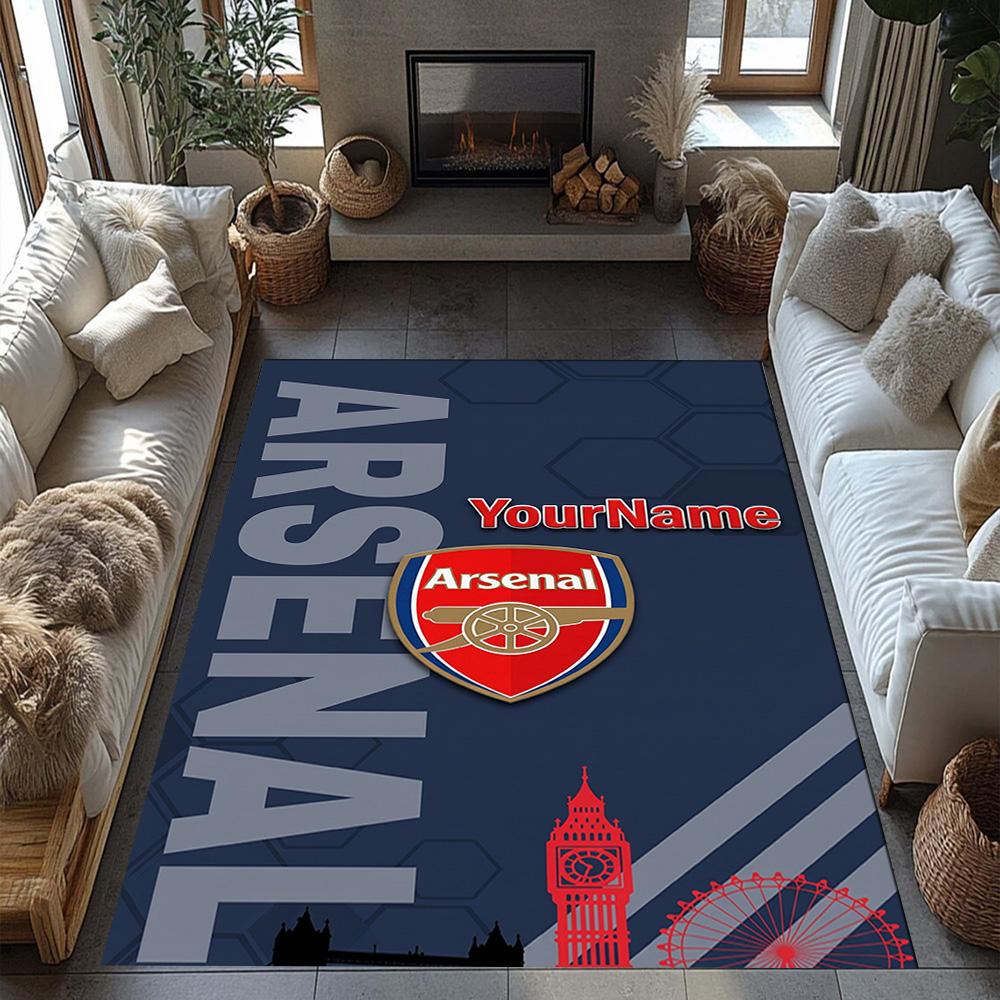 Arsenal Customize Your Name Floor Rug Office Rug Design for Outdoor Balcony Foyer Playrooms Anti-slip Rug Anime Office Decor