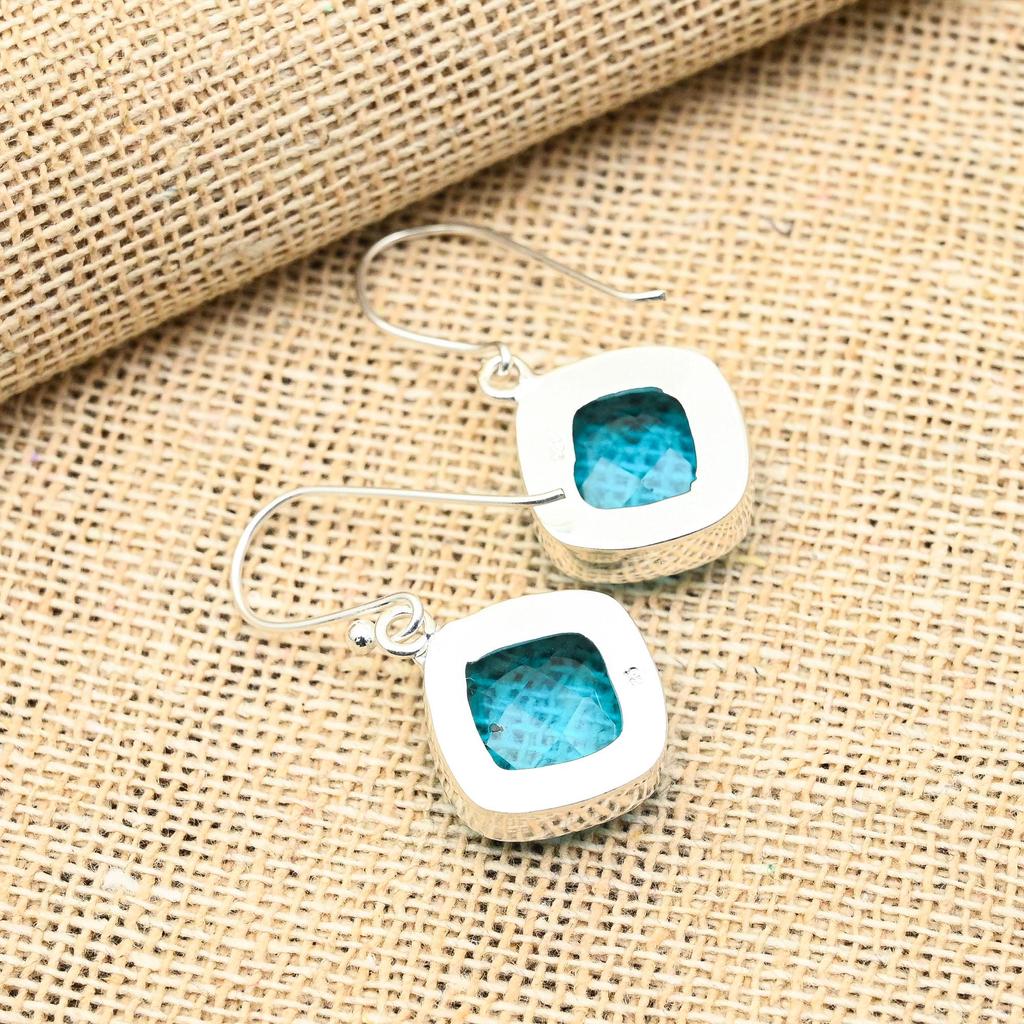 Восхитительные ювелирные серьги ручной работы из стерлингового серебра 925 пробы с голубым топазом для нее