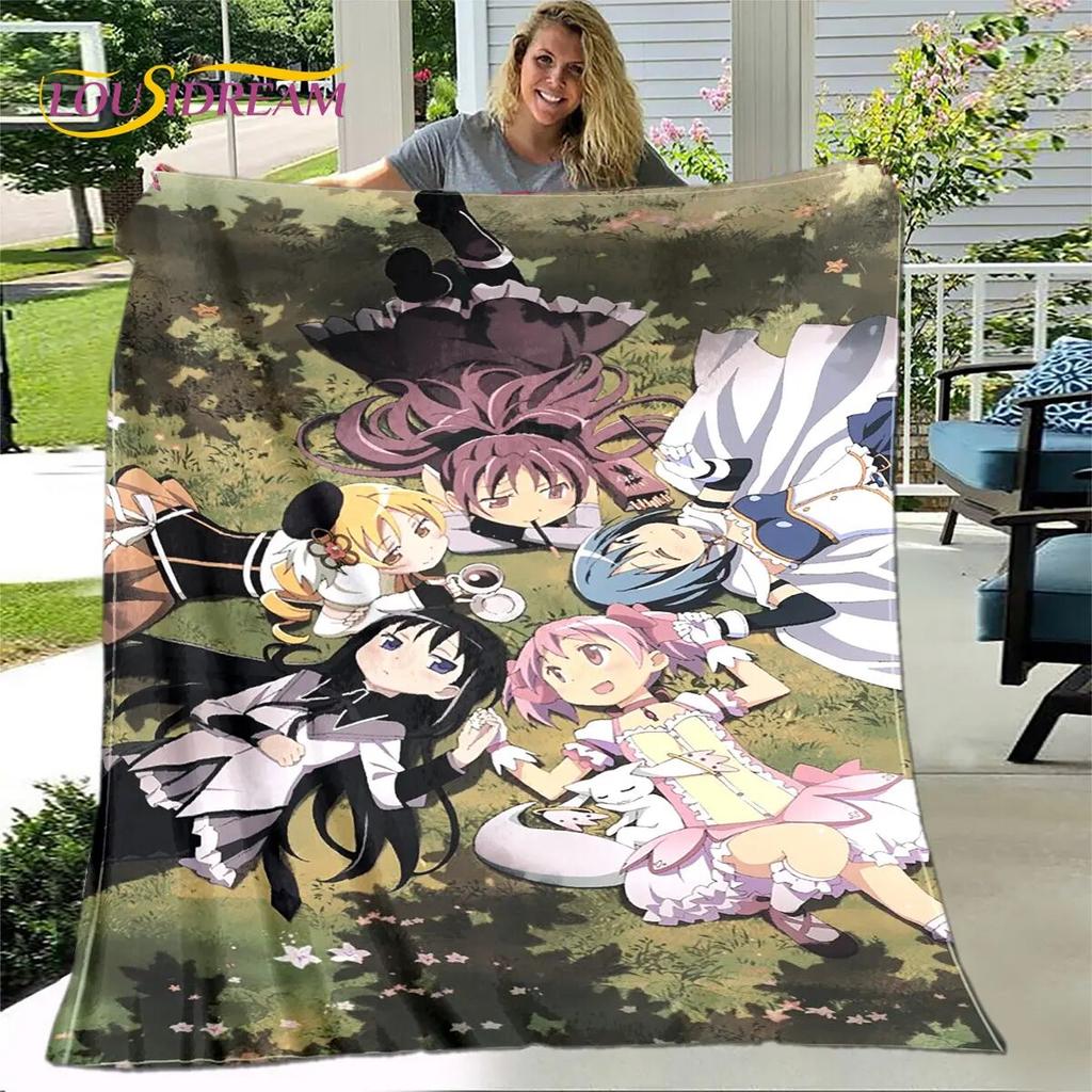 Puella Magi Madoka Magica Cartoon Soft Plush Blanket,Flannel Blanket Throw Blanket for Living Room Bedroom Bed Sofa Picnic Cover
