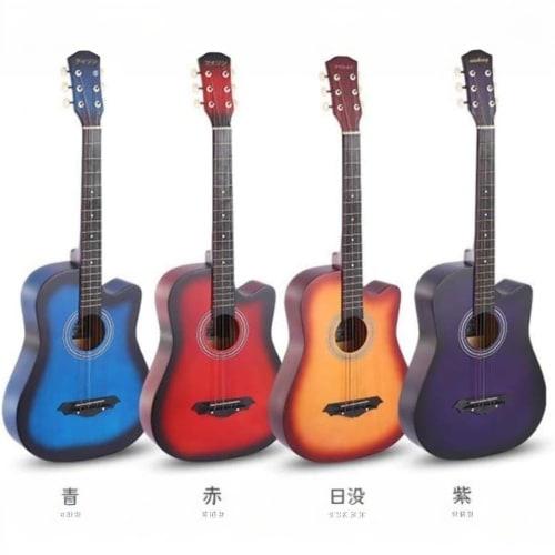 Xiraivke Beginner Folk Guitar, 9-Piece Student/Adult Guitar Set, 38-inch, Beginner Folk Guitar Set, Practice Guitar (Dark Brown, 38-inch)