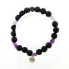 Stones and Minerals. Brazilian Amethyst Bracelet + 8 Mm Lava Beads. Made In France.