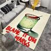 Blame It on the Margs Margarita Watercolor Poster Chili Rim Cocktail Art retro area rug accent for lounge studio bedroom floor