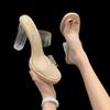 High-heeled Slippers Women's 2025 Summer New One-word with PVC Outer Wear Fashion Crystal and Slippersladies