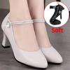 High Heel Soft Leather Autumn Women's Shoes Comfortable and Lightweight Casual Shoes Ladies Buckle Leather Shoes