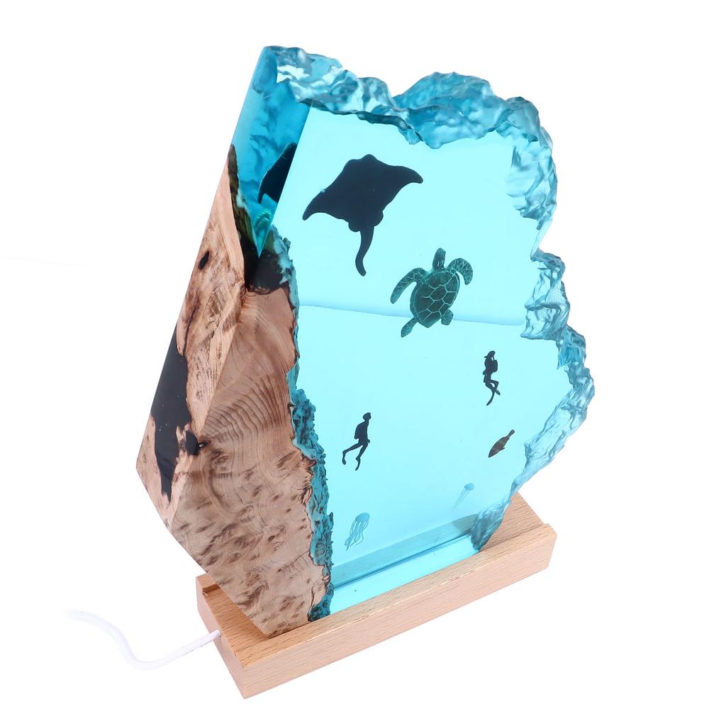 8inch Divers Lamp Solid Wood Resin Unique Detachable LED 5V Ocean Light Lamp for Decoration Gift