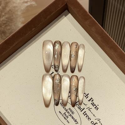 Ручная работа, высококачественный темперамент, кошачий глаз, расписанный вручную, волшебный зеркальный порошок, маленький цветок, успокаивающий съемный носимый доспех