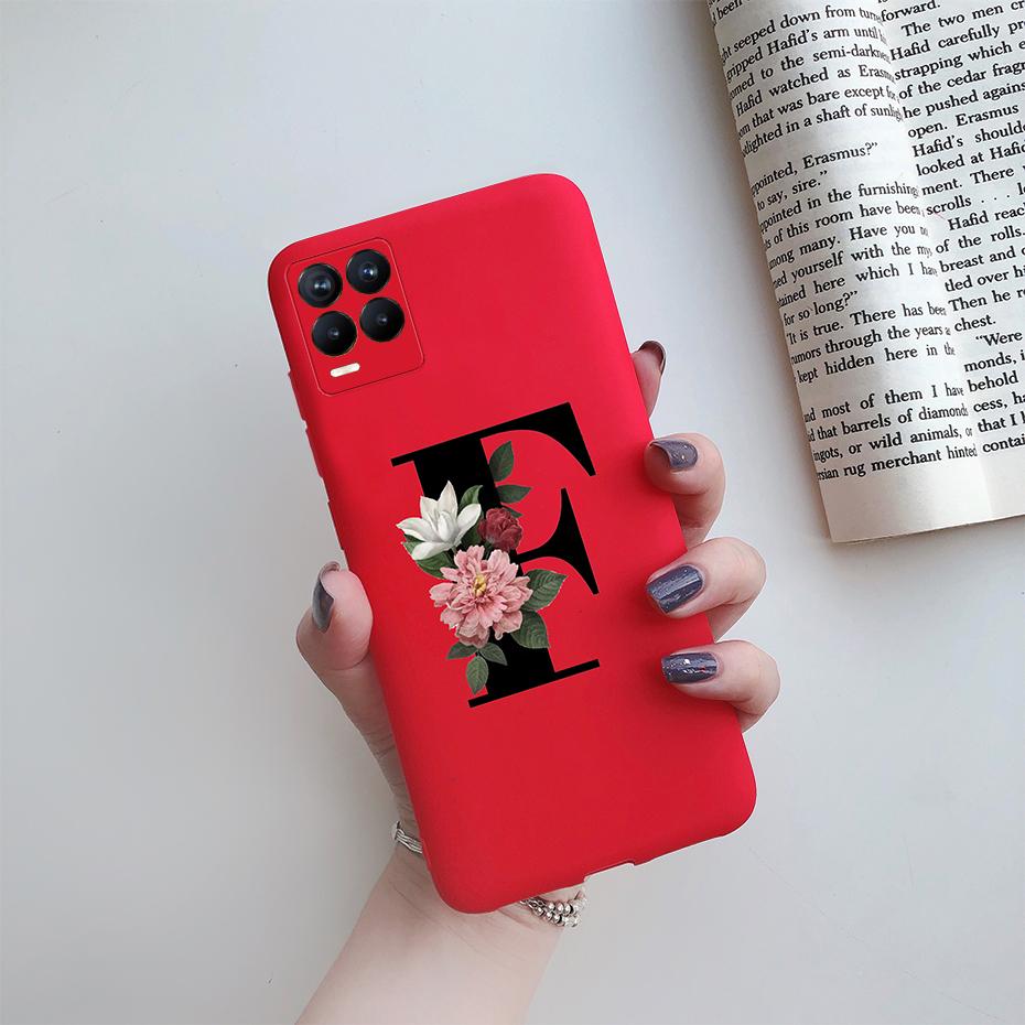 For Realme 8 Pro Case Silicon Soft Letter Monogram Flowers Phone back cover For Oppo Realme8 4G RMX3085 Realme 8 Pro Bumper Case
