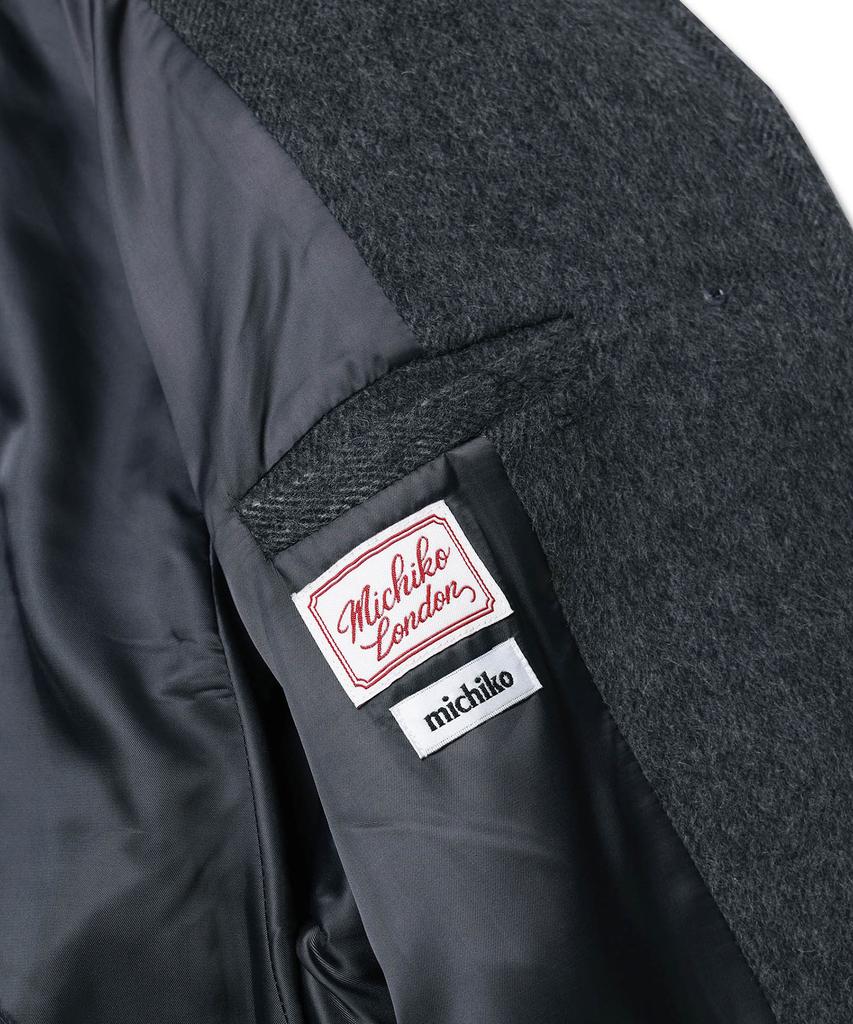Michiko London Koshino Belted Balmacaan Wool Coat Charcoal