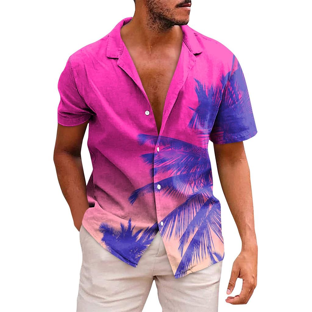 Men's Hawaiian Printed Button Short Sleeve Shirts Men's Casual Fashion Short Sleeve Shirts