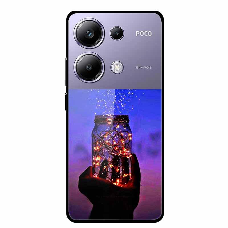 Красочный эстетичный чехол из закаленного стекла для Redmi 12 5G и POCO M6 PRO