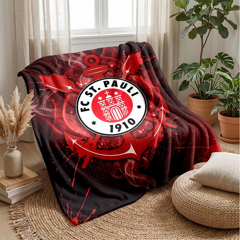 FC St. Pauli Football Print Flannel Blanket, Soft Warm Lightweight Throw Blanket for Sofa Bed Camping