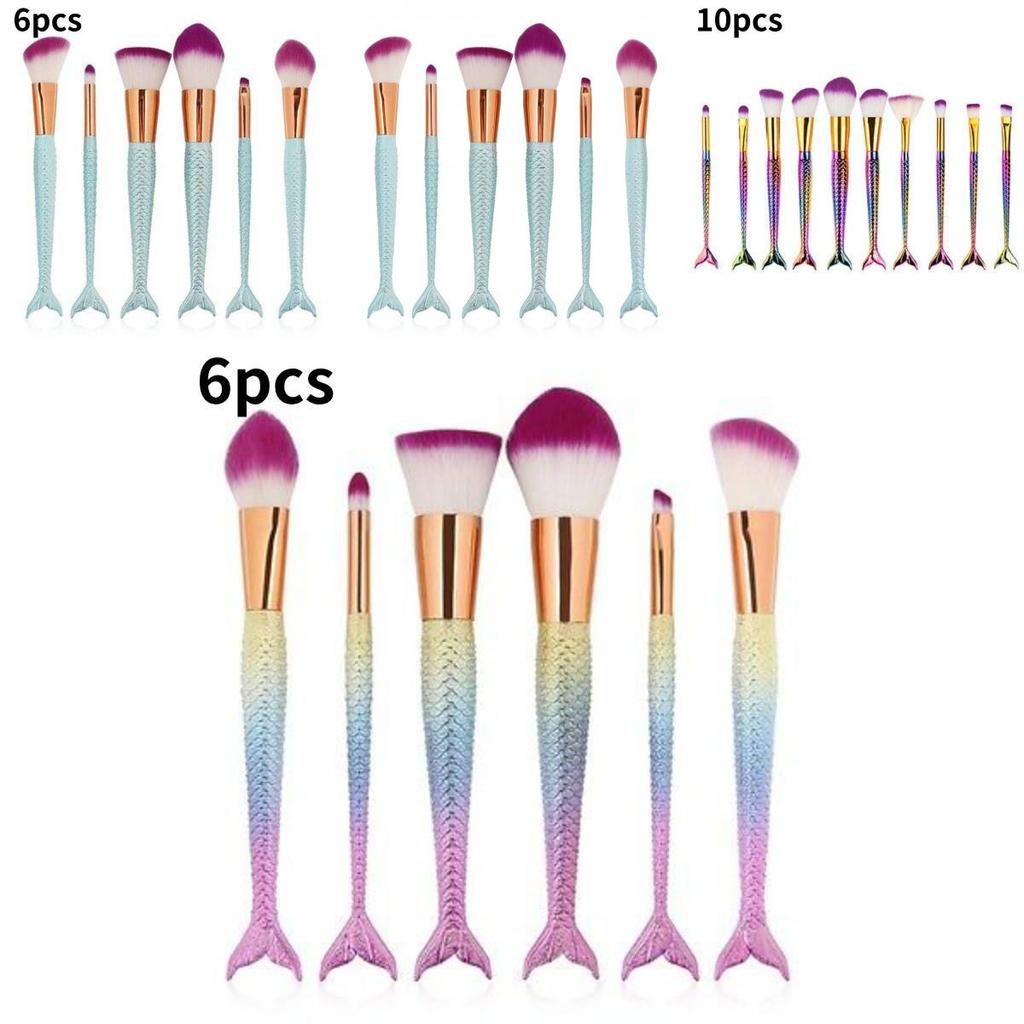 Красивый набор кистей для макияжа «Русалка» с нейлоновым ворсом для безупречного нанесения и стильного дизайна