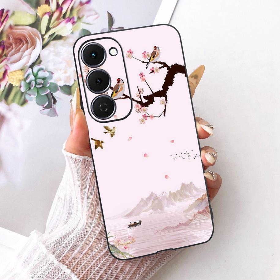 Чехол для Tecno Spark 40 Pro 40Pro+ 4G Чехол Модный Цветочный Чехол для Телефона Тонкий Черный Силиконовый Мягкий Чехол для Tecno Spark40 40C Корпус