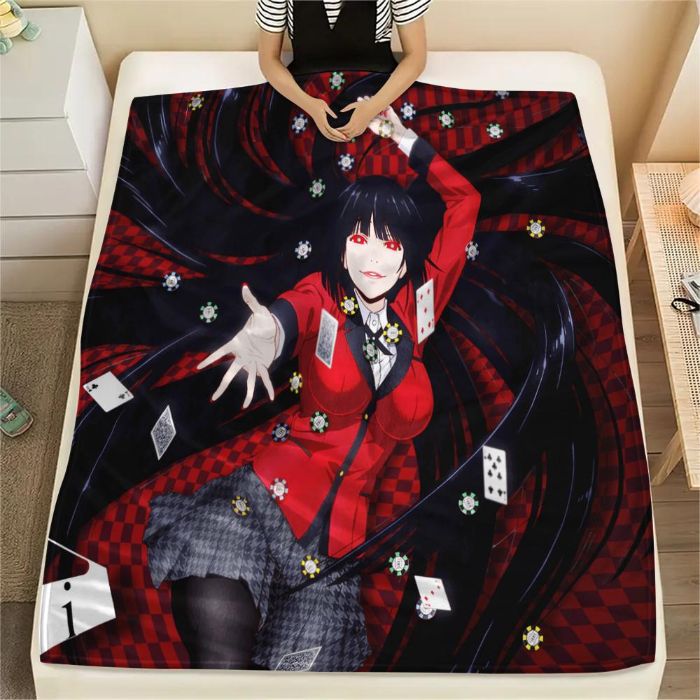 1Pc Kakegurui Print Flannel Blanket, High quality Comfortable for All Seasons, Home Decor, Warmth and Comfort, Perfect for Christmas Gifts