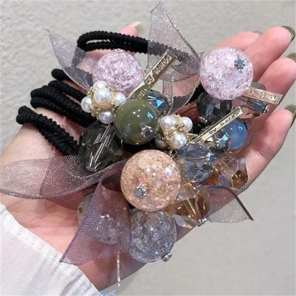 Bling Bling Hair Rope Simulation Pearl Hair Ties Ribbon Decoration Ponytail Holders For Women Girl Hair Accessories YSX