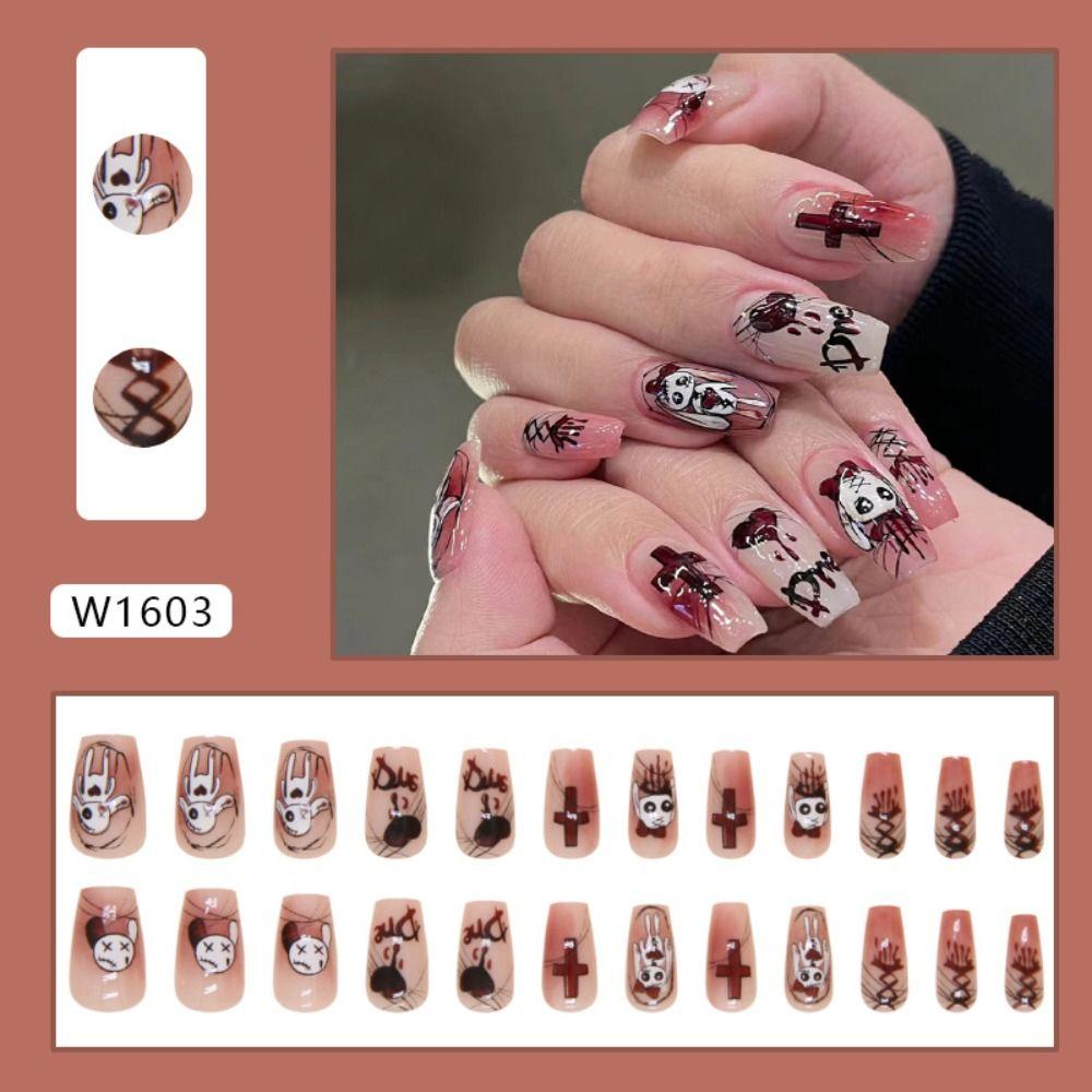 24pcs Long Stiletto and Ballerina Fake Nials Cat Eye Press on Nails Manicure False Nails DIY