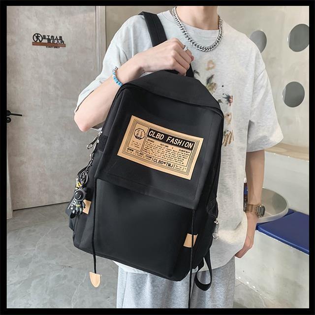 Трендовый рюкзак для старшеклассника, мужская спортивная сумка на двойном плече, черный