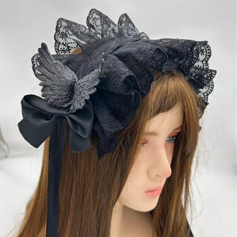 Gothic Cosplay Headdress Lace Hair Band New Lolita Wing Angel Headband Headwear