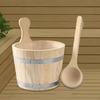 Sauna Bucket and Ladle Set, Wooden Bucket, Steam Room,Accessories,Sturdy Bath Tool